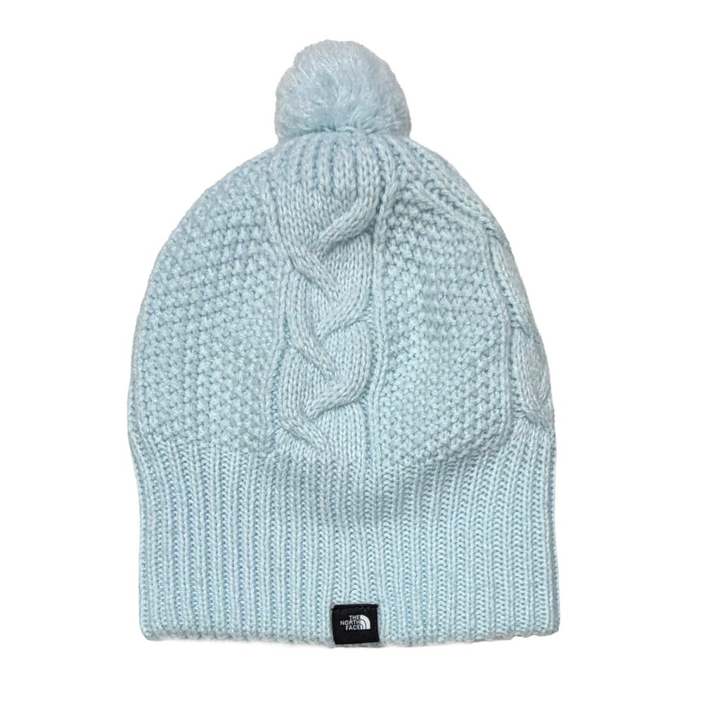 North Face Littles Cable Minna Beanie Blue Cable Knit Winter Hat Toddler 2T-3T